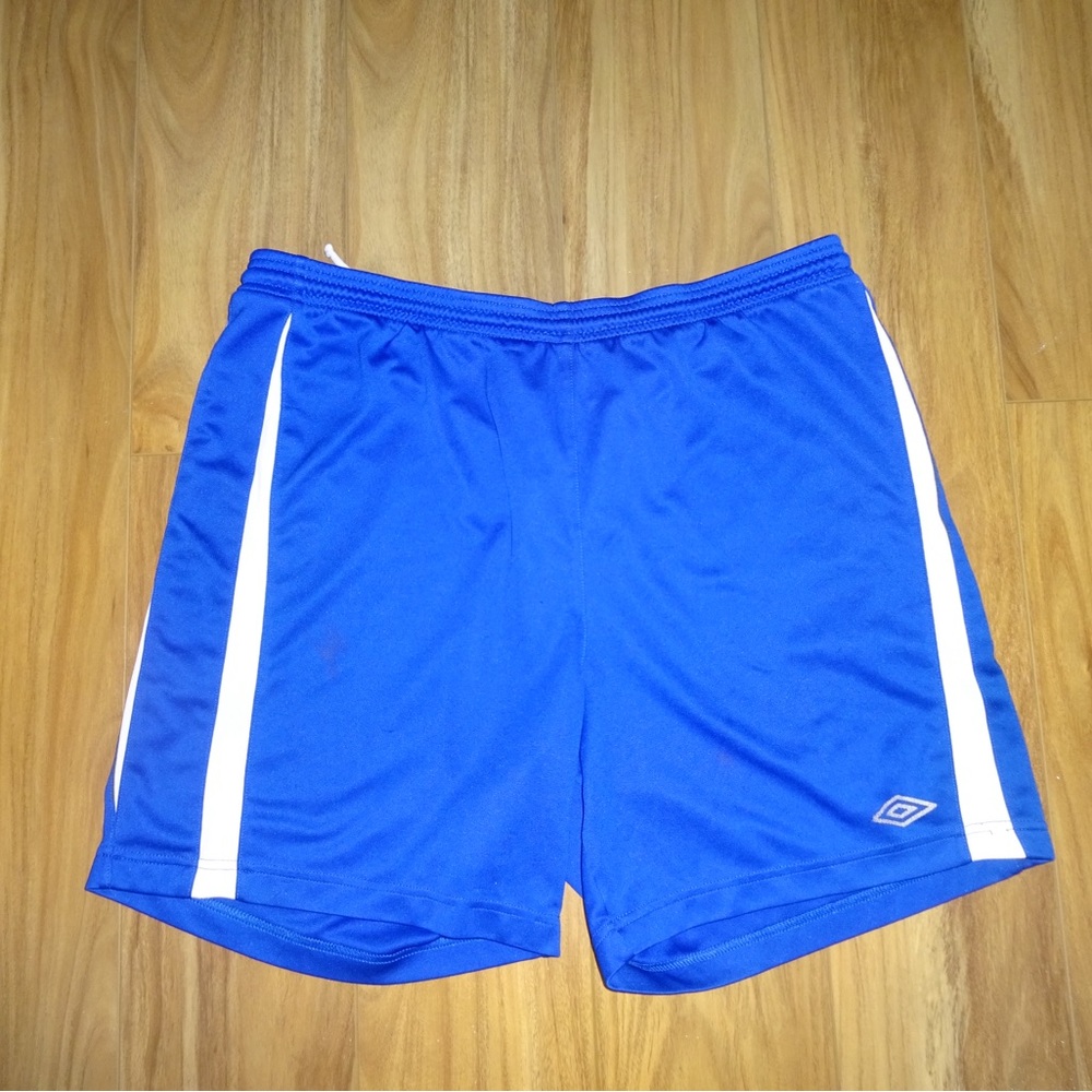 Umbro Men's Royal Blue Athletic Shorts with White Stripes